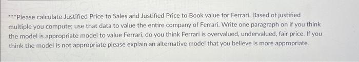 Solved *Please calculate Justified Price to Sales and | Chegg.com