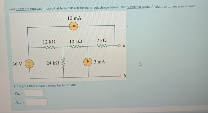 Solved Find Thevenin Equivalent Circuit At Terminals A-b For | Chegg.com