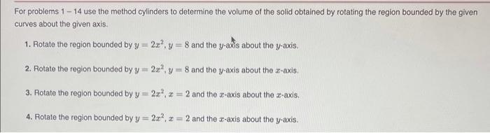 Solved For problems 1-14 use the method cylinders to | Chegg.com