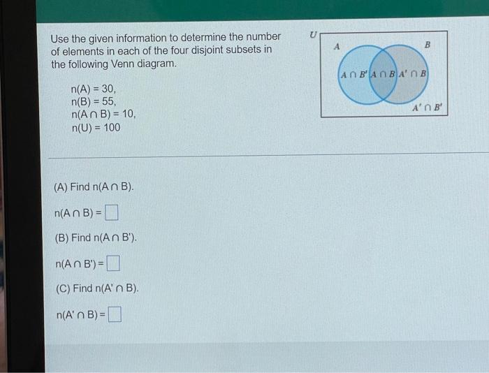 Solved U A А B B Use The Given Information To Determine The | Chegg.com