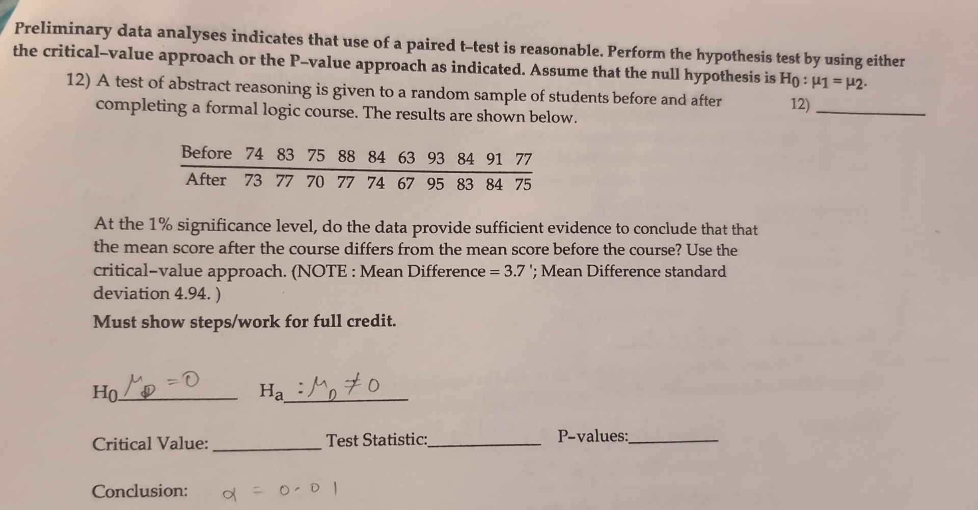 Solved Preliminary data analyses indicates that use of a | Chegg.com