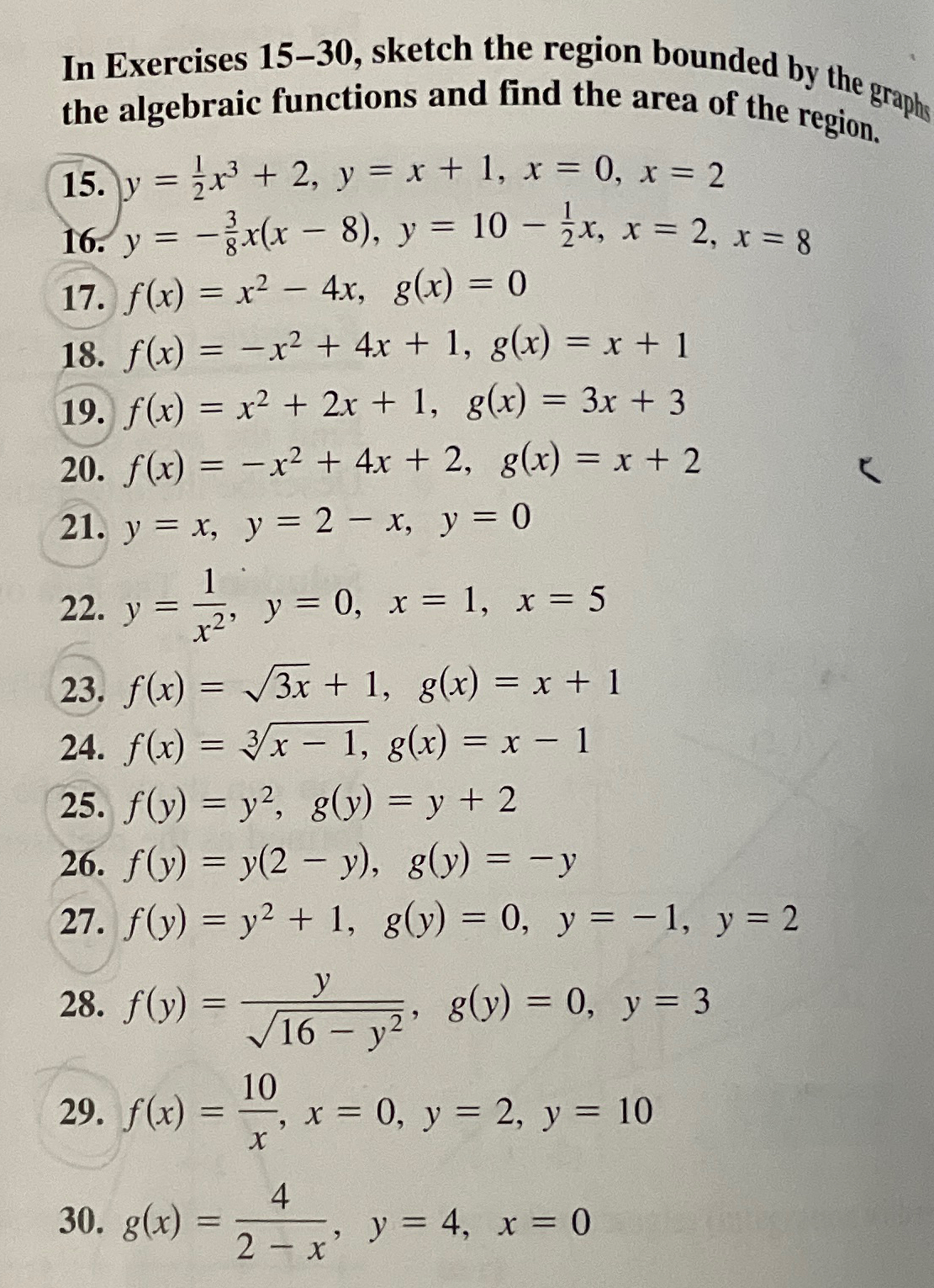 Solved In Exercises 15-30, ﻿sketch the region bounded by the | Chegg.com
