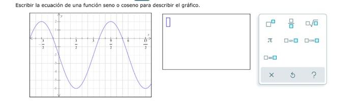 Escribir la ecuación de una función seno o coseno para describir el gráfico. 0 昌 回 5 T OOOO O= Х х $ G 2 ?