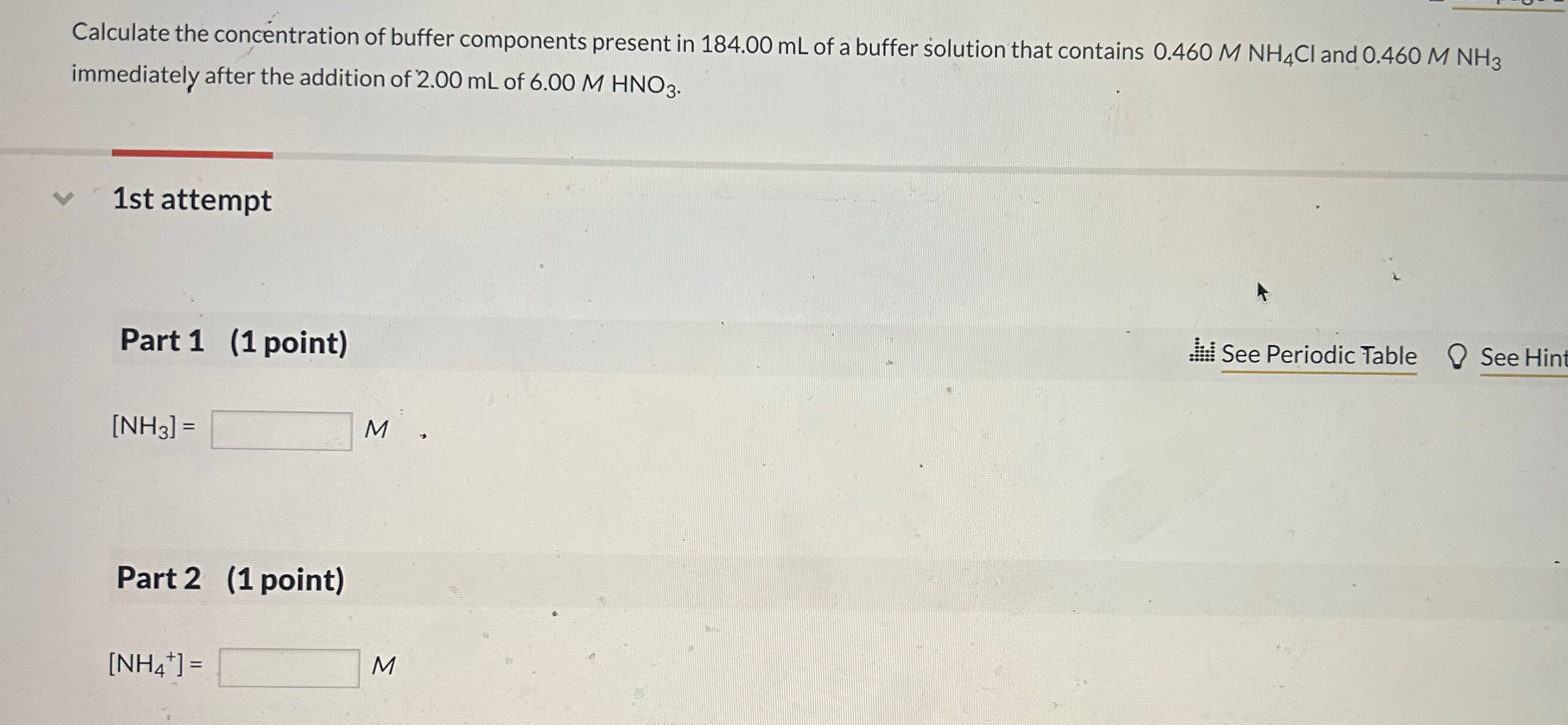 Solved Calculate the concentration of buffer components | Chegg.com