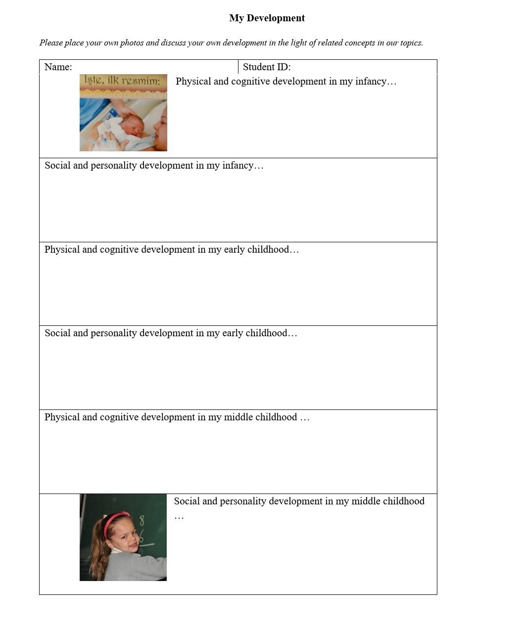 My Development Please place your own photos and Chegg