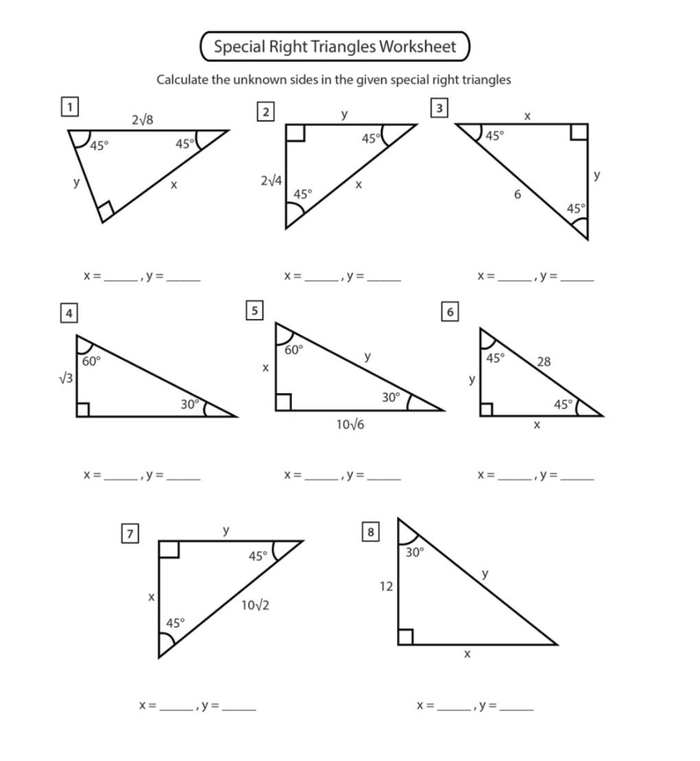 Solved Special Right Triangles Worksheet Calculate the  Chegg.com Regarding 5 8 Special Right Triangles Worksheet%