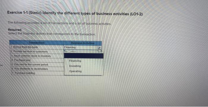 Solved Exercise 1 1 Static Identify the different types of