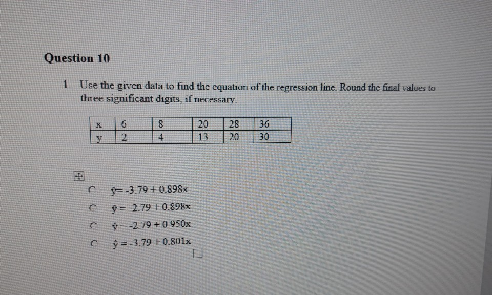 Solved Question 10 1. Use The Given Data To Find The | Chegg.com