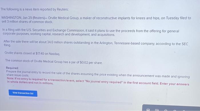 Solved The following is a news item reported by Reuters: | Chegg.com