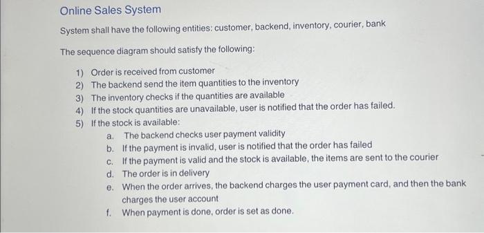 Solved System shall have the following entities: customer, | Chegg.com