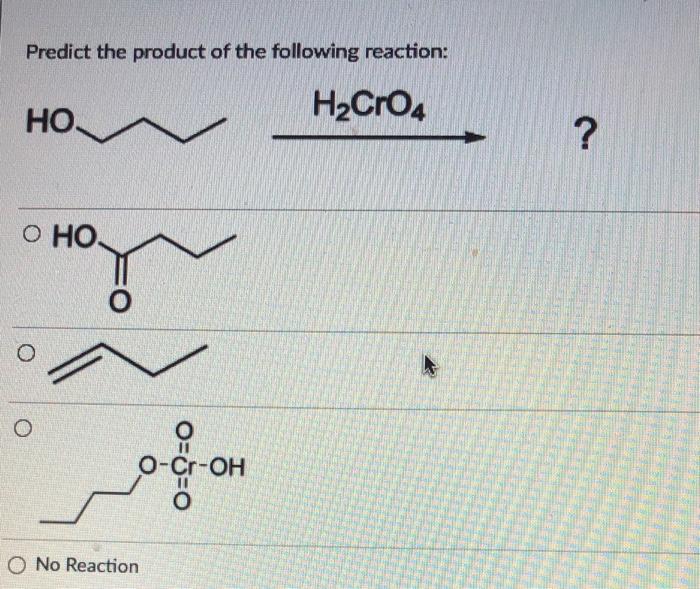 Solved Predict the product of the following reaction: НО, | Chegg.com