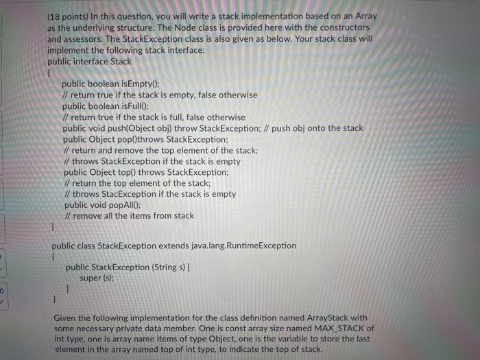 Solved (18 points) In this question, you will write a stack | Chegg.com