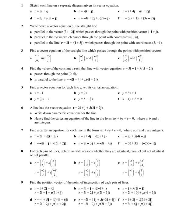 Solved 1 Sketch each line on a separate diagram given its | Chegg.com