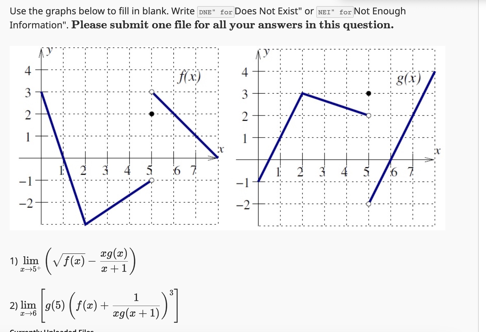 Solved Use the graphs below to fill in blank. Write DNE