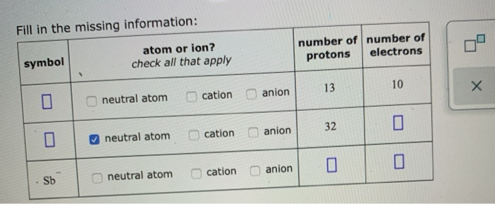 Solved Fill in the missing information: number of number of | Chegg.com