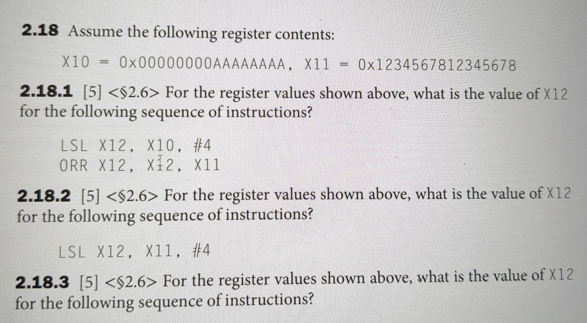 Solved ×10=0×00000000 AAAAAAAA,X11=0×1234567812345678 2.18.1 | Chegg.com