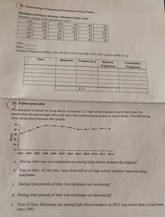 Solved 10 Constructing a frequency Distribution Using | Chegg.com