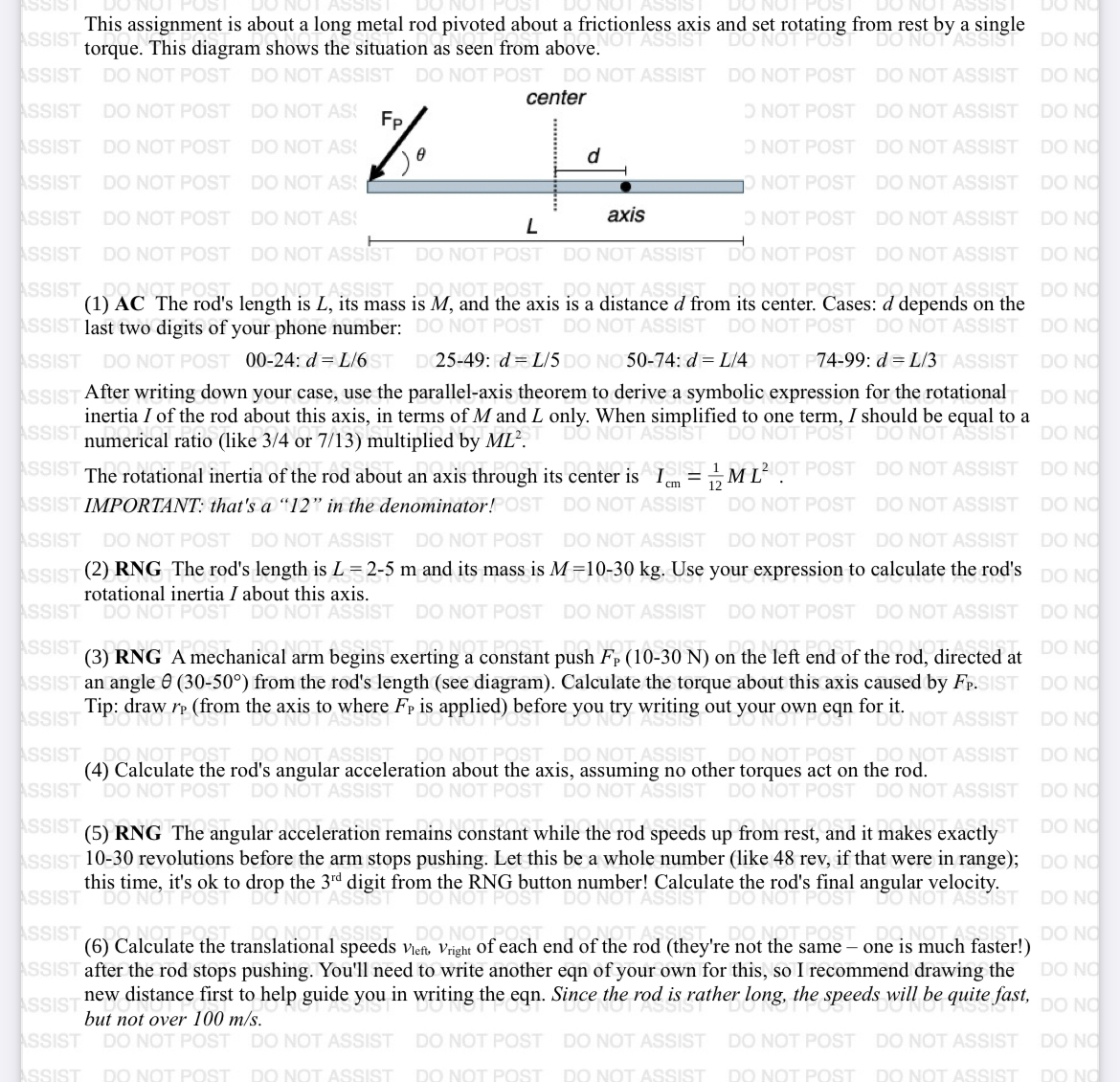Solved This assignment is about a long metal rod pivoted
