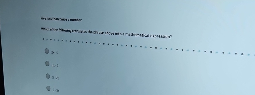 five less than a number in mathematical expression