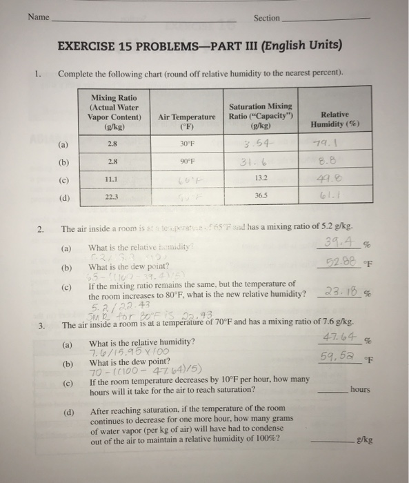 Name Section EXERCISE 15 PROBLEMS–PART III (English | Chegg.com