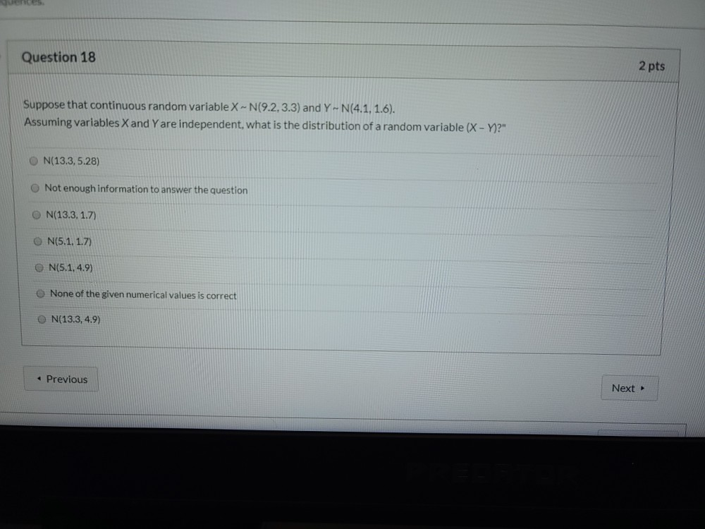 Solved Question 18 2 pts Suppose that continuous random | Chegg.com