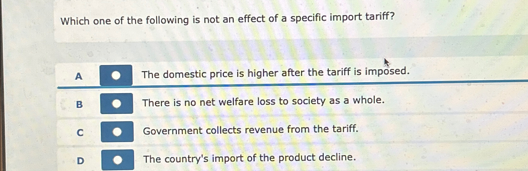 Solved Which one of the following is not an effect of a | Chegg.com