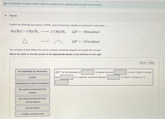 Solved Bond-dissociation Energies (BDEs) Reflect The | Chegg.com