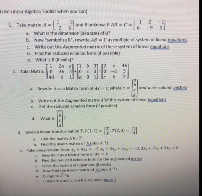 linear algebra toolkit