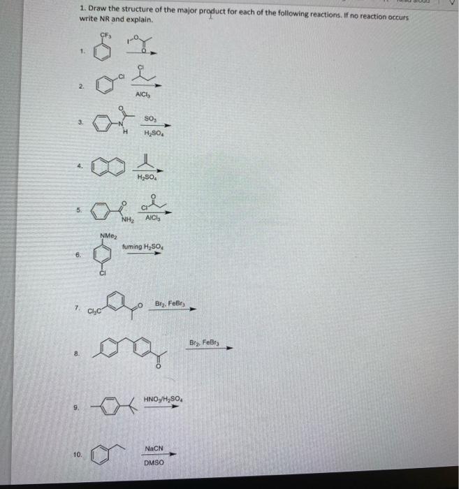 Solved 1. Draw the structure of the major product for each | Chegg.com