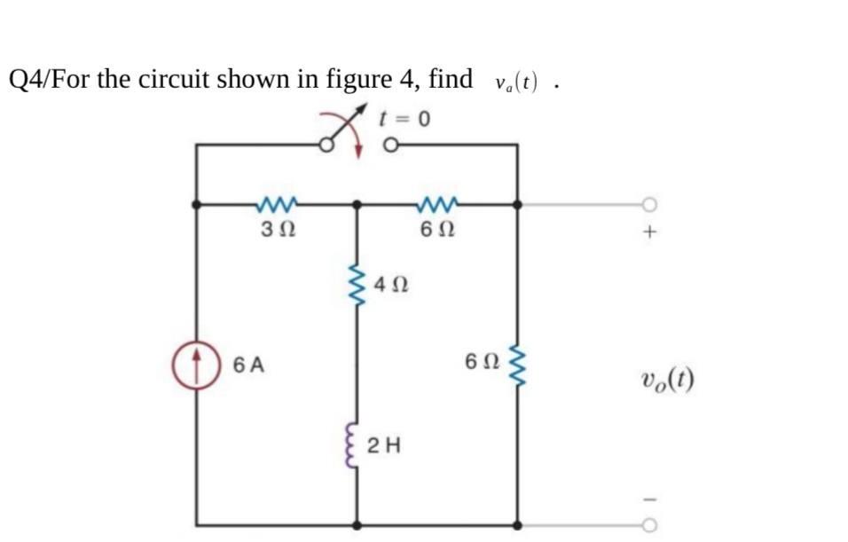 Solved Q4/For the circuit shown in figure 4 , find va(t). | Chegg.com