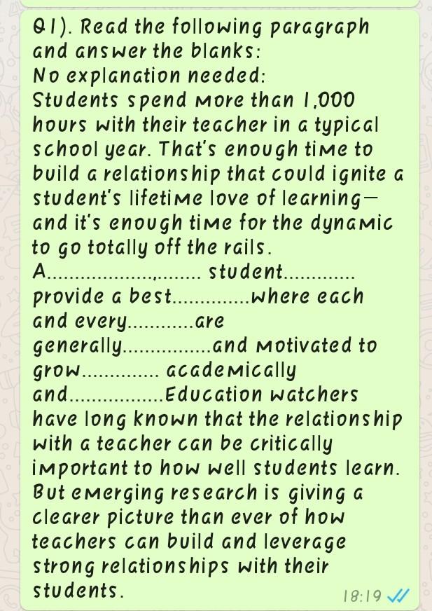 Solved 01). Read the following paragraph and answer the | Chegg.com