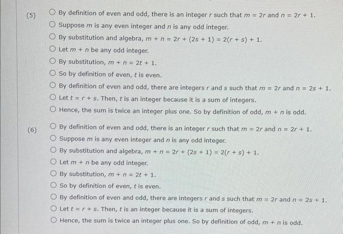 Solved Theorem: The sum of any even integer and any odd | Chegg.com