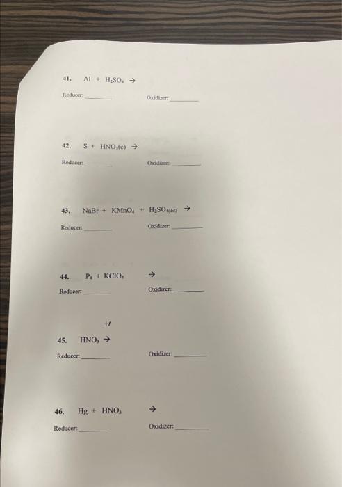 Solved In The Following Reaction Find Reducer And Oxidizer, 