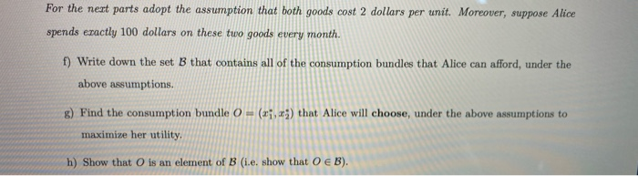 Question 1 Consumer Choice Cobb Douglas Utility Chegg Com