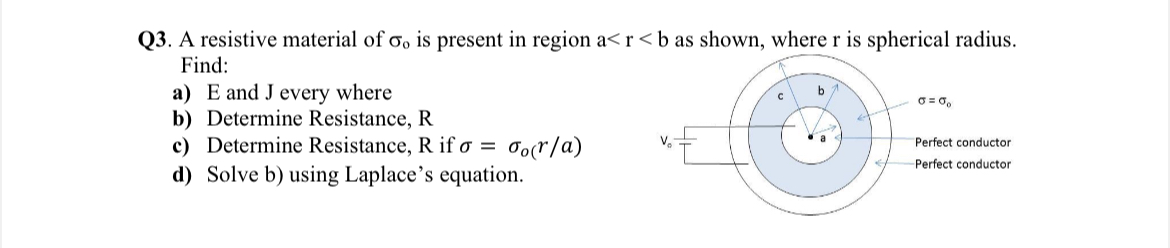 Solved Q3. ﻿A resistive material of σ0 ﻿is present in region | Chegg.com