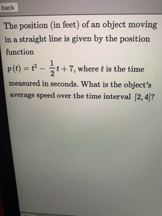 Solved back The position (in feet) of an object moving in a | Chegg.com