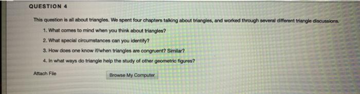 Solved QUESTION 4 This question is all about triangles. We | Chegg.com