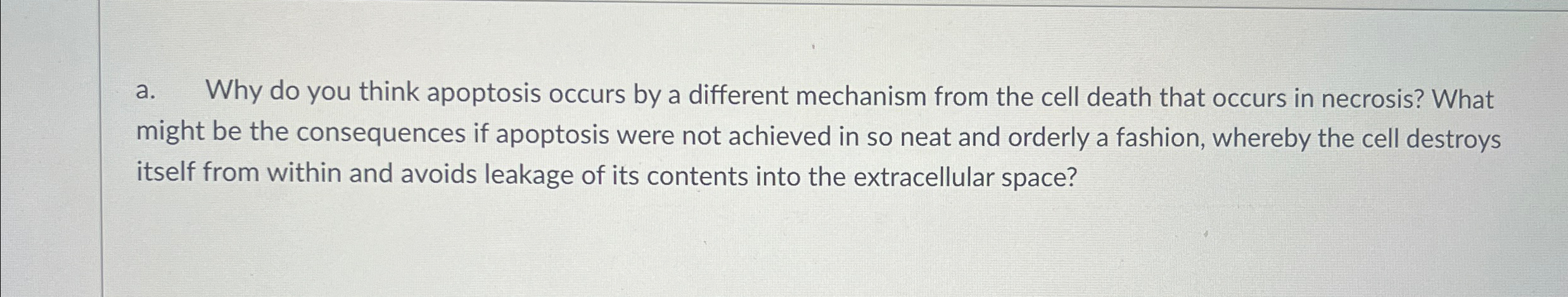 Solved a. ﻿Why do you think apoptosis occurs by a different | Chegg.com