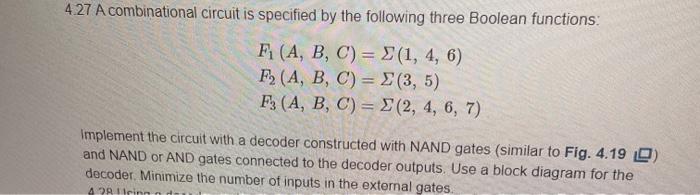 Solved 4.27 A Combinational Circuit Is Specified By The | Chegg.com