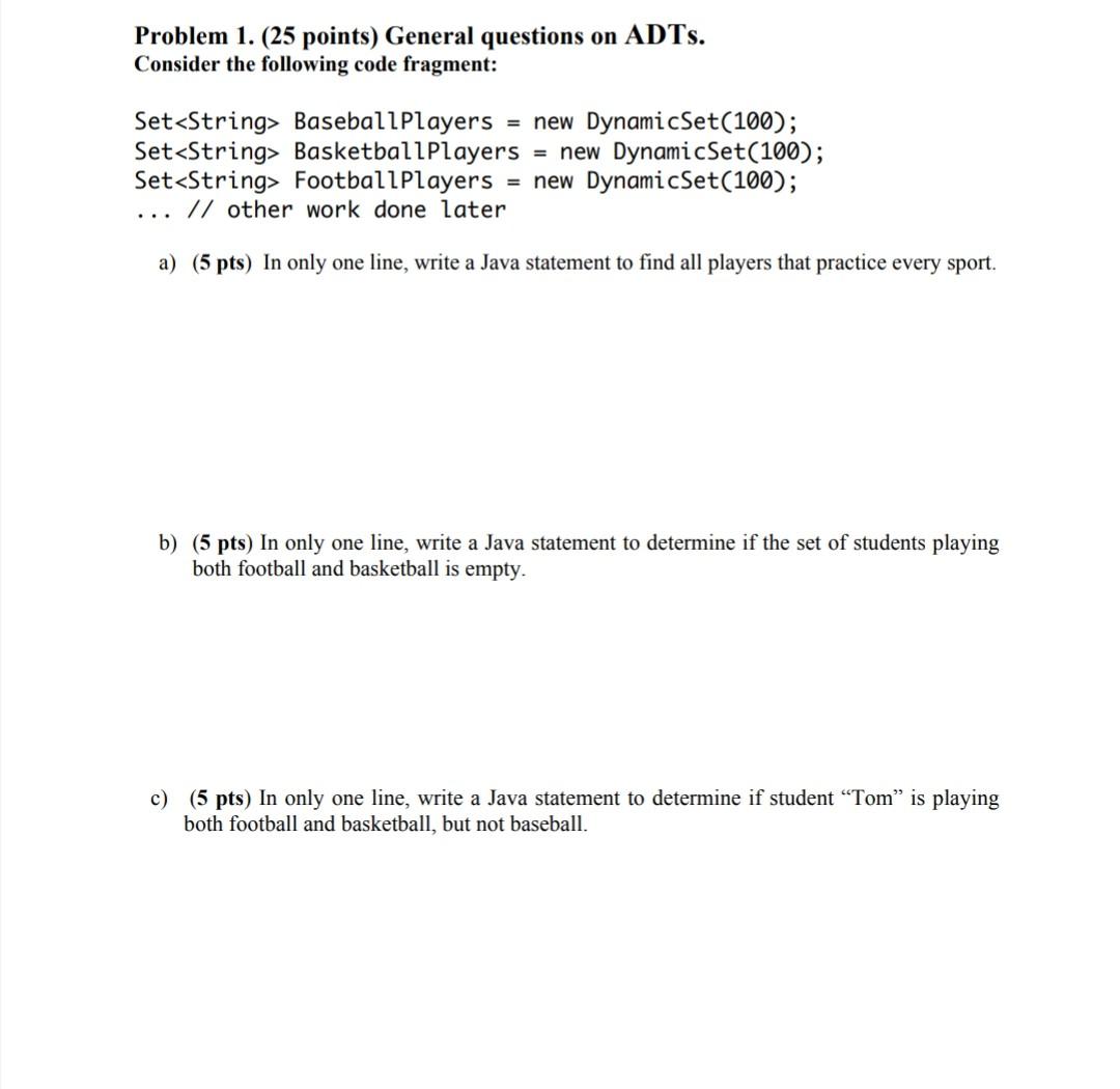 Solved b 5 pts in only one line write a java statement chegg