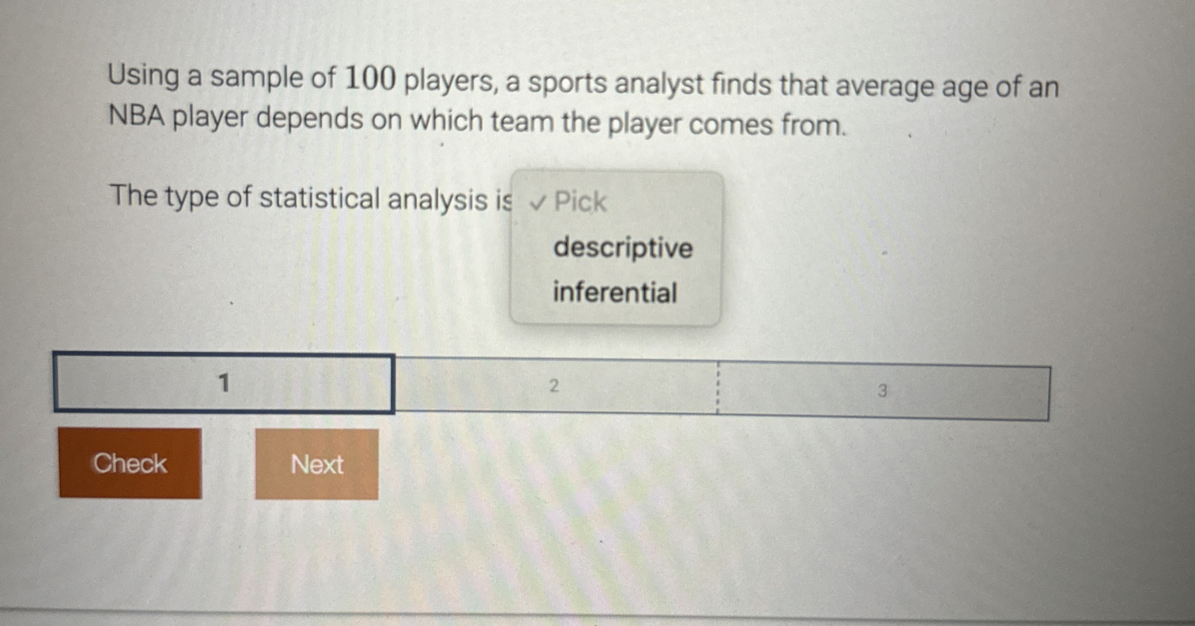 Solved Using a sample of 100 ﻿players, a sports analyst | Chegg.com