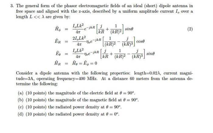 3. The general form of the phasor electromagnetic | Chegg.com