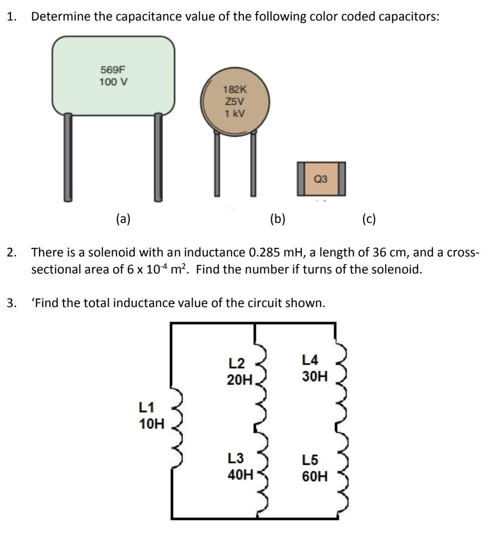 Solved 1. Determine the capacitance of the color coded | Chegg.com