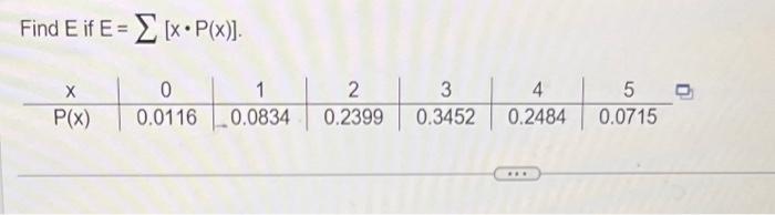 Solved E=∑[x⋅P(x)] | Chegg.com