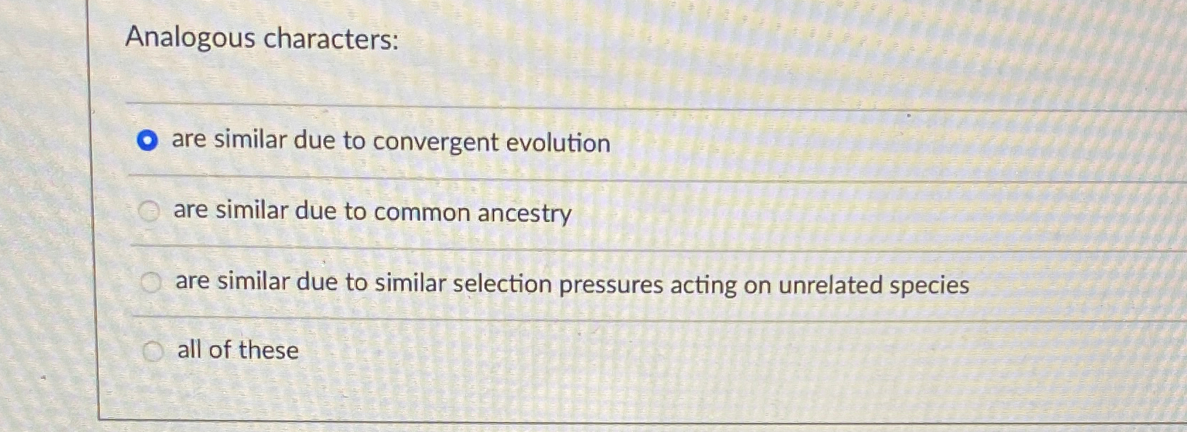 Solved Analogous characters:are similar due to convergent | Chegg.com