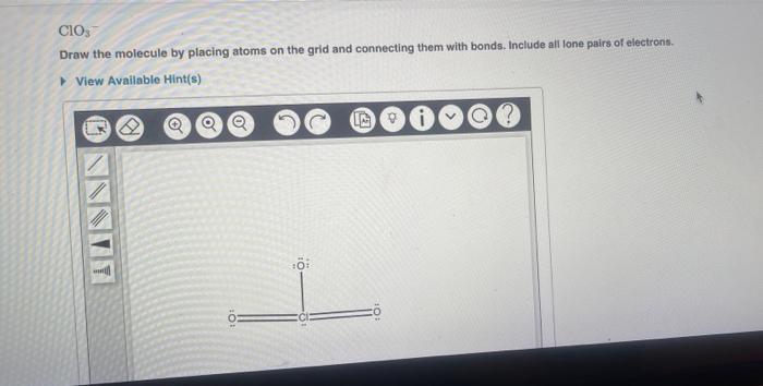 Solved CIOS Draw the molecule by placing atoms on the grid | Chegg.com