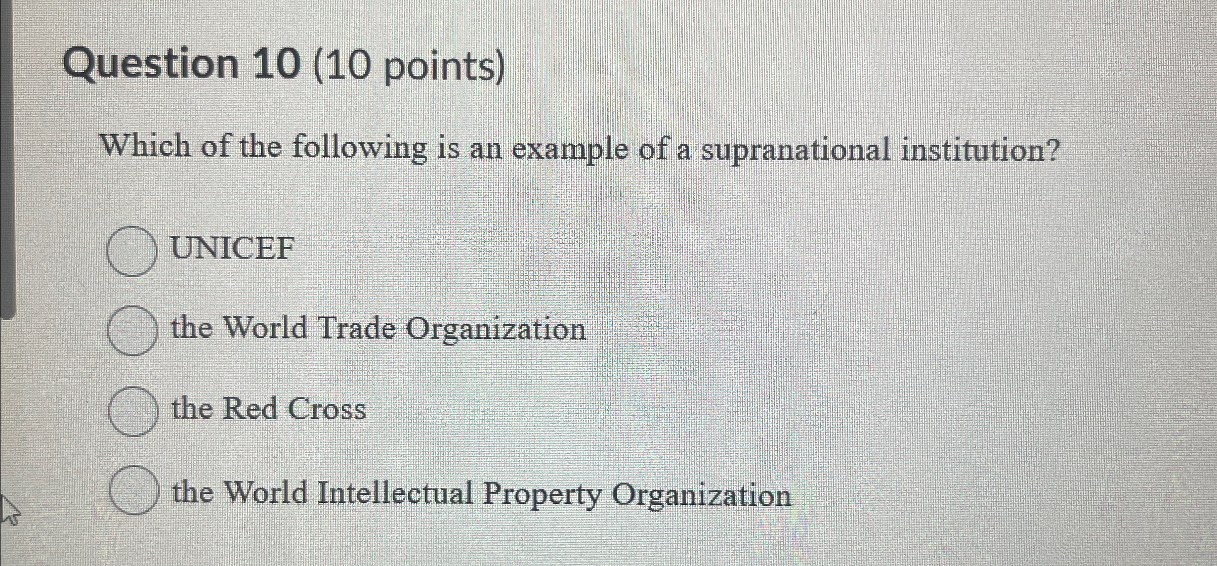 Solved Question 10 (10 ﻿points)Which of the following is an | Chegg.com