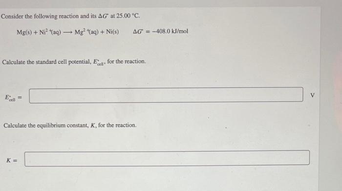 Solved Consider the following reaction and its ΔG at | Chegg.com