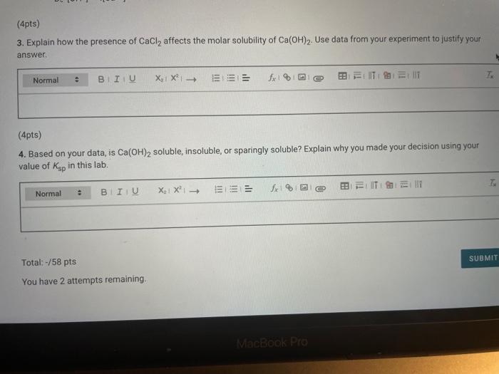 Solved Report Table KSP.6 ICE Table Solubility of Ca(OH)2