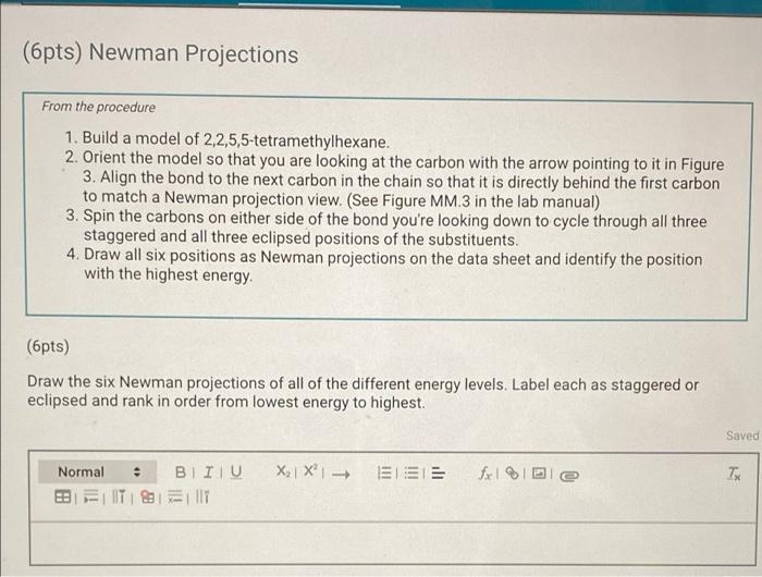 Solved 6pts Newman Projections A From The Procedure 1 Chegg Com